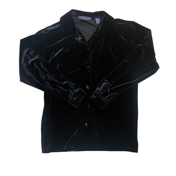 Vintage Preston & York crush velvet black button down long sleeve shirt - Picture 3 of 17